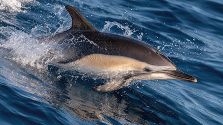 Dolphins jumping out of the water in the Atlantic Ocean, Canary Islands, Spainの素材