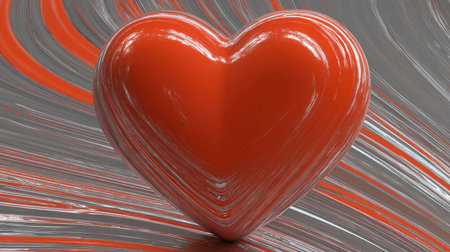 Red heart on abstract background. Computer generated 3D photo rendering.の素材