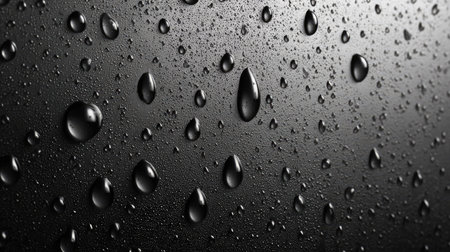 Water drops on a black background. Water drops on a black background.の素材