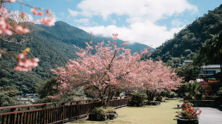 cherry blossom in Doi Inthanon National Park, Chiang Mai, Thailandの素材