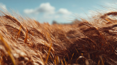 Wheat field. Golden ears of wheat close-up. Rich harvest Concept.の素材