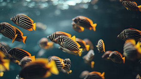 Tropical fish swimming in an aquarium. Underwater world.の素材