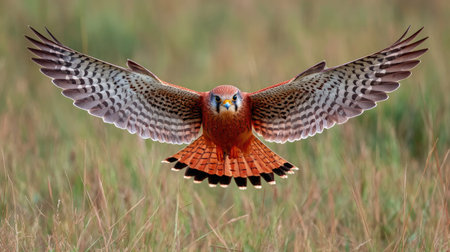 Male Common Kestrel (Falco tinnunculus) in flightの素材