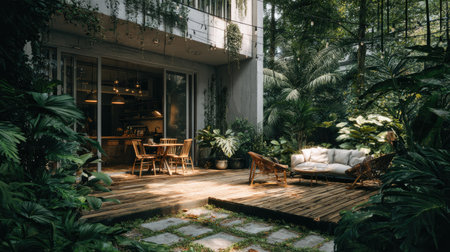 Luxury interior design of a house in the tropics.の素材