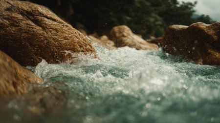 Mountain river with rapids and stones. Waterfall in the mountainsの素材