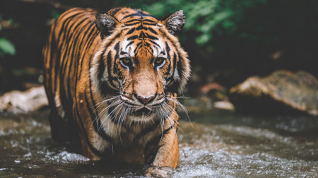 Close up of a tiger in the jungle. (Panthera tigris altaica)の素材