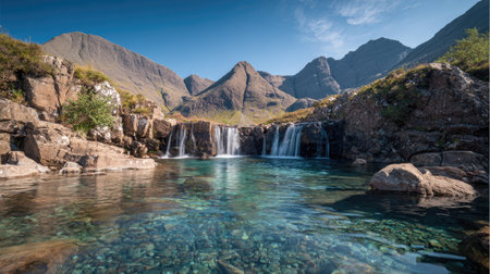 Waterfall in the mountains of Peru, South America, South Americaの素材