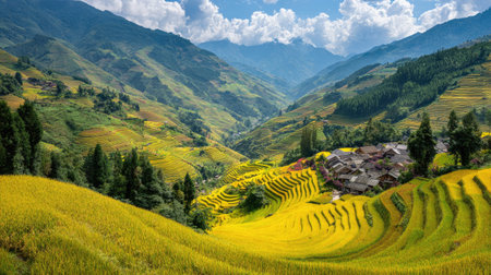 Terraced rice field in Mu Cang Chai, YenBai, Vietnamの素材