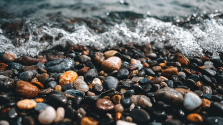 pebble beach on the seashore, close-upの素材