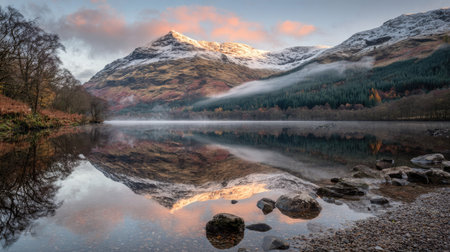 Reflection in Glencoe Lake, Cumbria, England.の素材