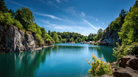 Beautiful view of the turquoise waters of the Plitvice Lakes National Park in Croatiaの素材
