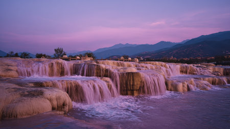 Waterfall at sunset in Dalat, Vietnam. Dalat is one of the most beautiful waterfalls in Vietnam.の素材