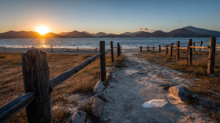 Sunset on the shore of Lake Baikal, Siberia, Russiaの素材