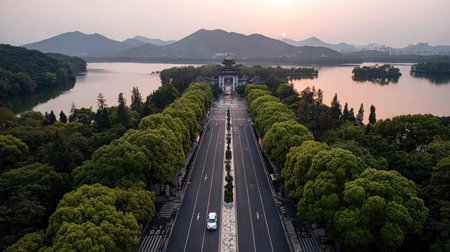 Aerial view of the Summer Palace in Beijing, China, Asiaの素材