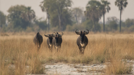 Wildebeest in the Okavango Delta - Moremi National Park in Botswanaの素材
