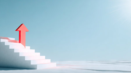 Staircase leading up to the sky. Success concept. 3D Renderingの素材