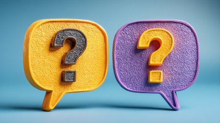 Question mark and exclamation mark in speech bubble on blue background.の素材