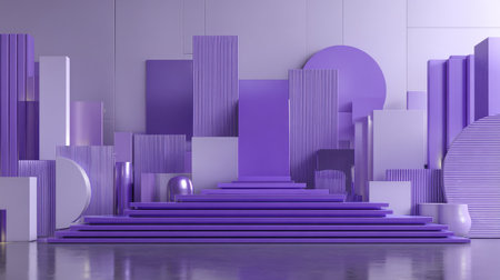 3d rendering, abstract geometric forms, podium for product presentation.の素材
