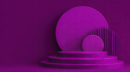3d render of purple podium for product display. Minimal scene.の素材