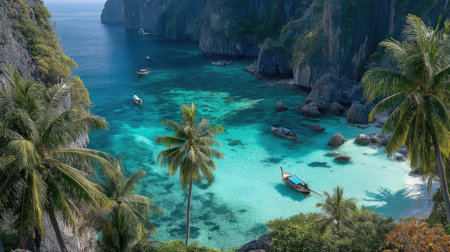 Panoramic view of Phi Phi Islands, Krabi, Thailandの素材
