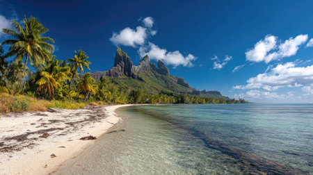 Panoramic view of beautiful tropical beach on Seychellesの素材