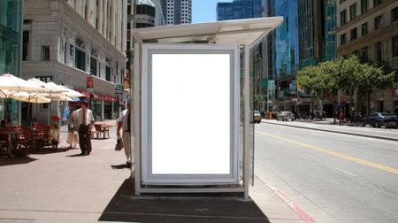 Blank advertising billboard on city street, New York City, USAの素材