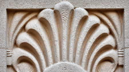 Detail of a decorative element on the facade of an old buildingの素材
