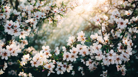 Blossoming branch of a tree in spring. Beautiful spring backgroundの素材