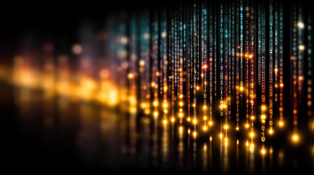 Abstract technology background with glowing lines and dots. Big data concept.の素材