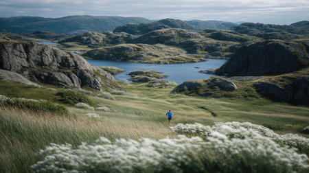 Hike in the highlands of Connemara National Park in Irelandの素材