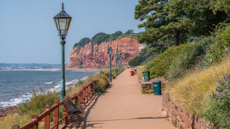 Coastal promenade along the Eastbourne coast in East Sussexの素材