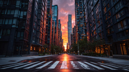 High rise buildings in the city at sunset. Shanghai, China.の素材