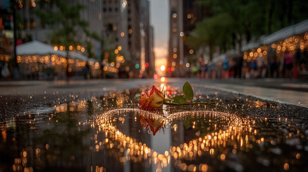 Flower in the rain, New York City, United States of Americaの素材