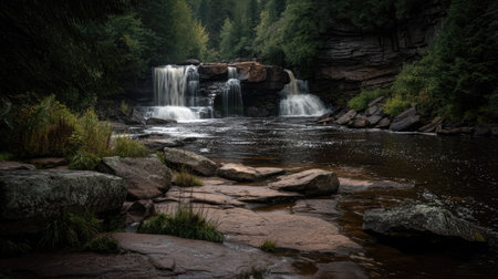 Beautiful waterfall in the forest, long exposure shot with long exposureの素材