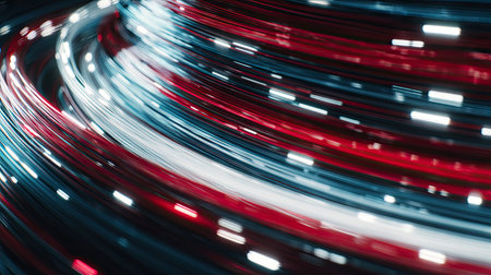 lights of moving cars at night. long exposure red, blue and whiteの素材