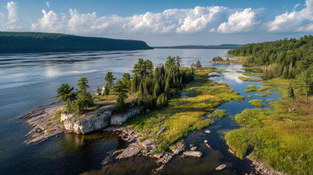 Aerial view of Lake Ladoga, Leningrad Region, Russiaの素材