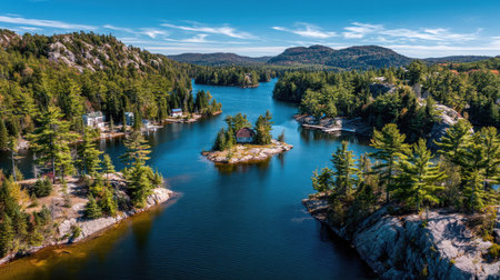 Aerial view of Lake Tahoe in California, United States.の素材