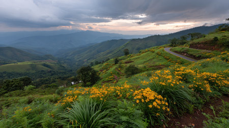 Beautiful landscape of Doi Mae Salong, Chiang Rai, Thailandの素材