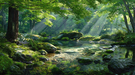 Fresh green of kyoto jiuzhaigou nature reserveの素材