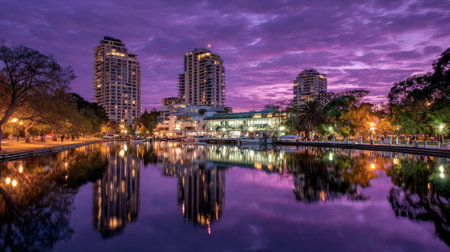 Sunset view of the city of Fort Lauderdale, Florida, USAの素材