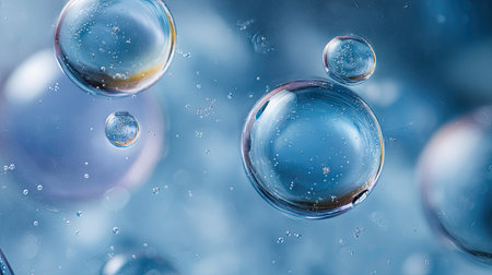 Bubbles in water. Macro shot. Abstract background. Water drops.の素材