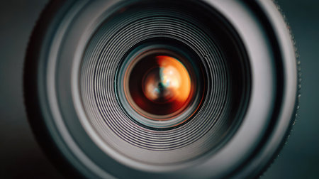 Close-up of a camera lens with shallow depth of field.の素材