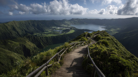 Beautiful panoramic view of the Azores islands, Portugalの素材