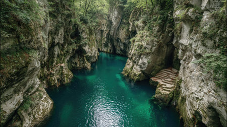 Canyon with turquoise water in the mountains of Montenegroの素材