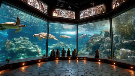Interior of the Istanbul Aquarium in Istanbul, Turkeyの素材