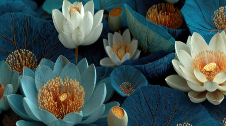 3d rendering of lotus flower background. Computer digital drawing.の素材
