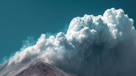 Volcanic landscape with clouds in the sky. 3d illustrationの素材