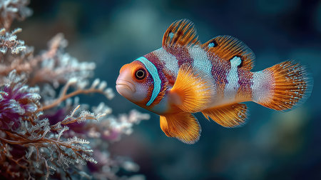 Clownfish (Amphiprion percnopterus) on coral reefの素材