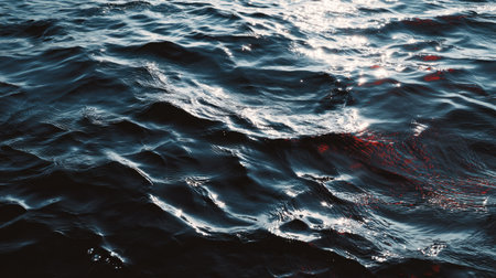 Beautiful sea water surface with waves and ripples. Toned.の素材