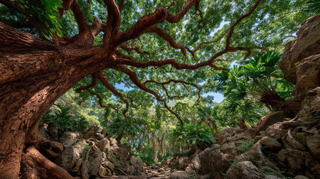 Giant tree in the jungle. Big tree in the jungle.の素材